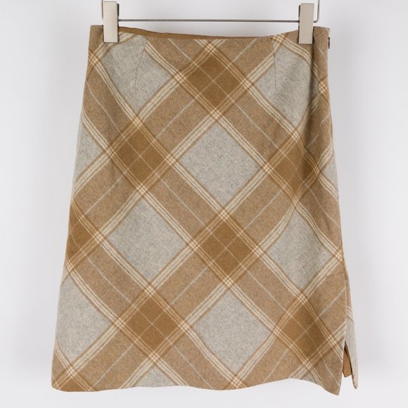 Ann Taylor Dresses & Skirts - Beige Tartan Wool Pencil Skirt 8P Ann Taylor